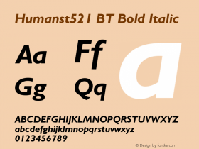 Humanst521 BT Bold Italic Version 1.01 emb4-OT图片样张