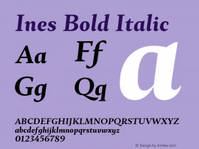 Ines Bold Italic Version 3.001;PS 003.001;hotconv 1.0.70;makeotf.lib2.5.58329图片样张