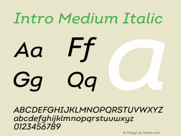 Intro Medium Italic Version 2.000;hotconv 1.0.109;makeotfexe 2.5.65596图片样张