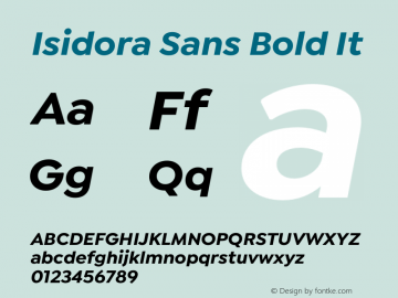 Isidora Sans Bold It Version 1.000;PS 001.000;hotconv 1.0.88;makeotf.lib2.5.64775图片样张