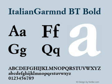 ItalianGarmnd BT Bold Version 1.01 emb4-OT图片样张