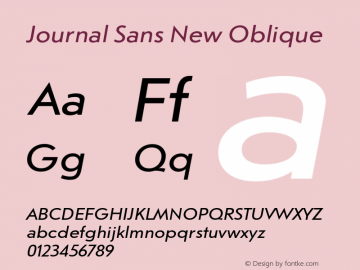 Journal Sans New Oblique Version 1.001图片样张