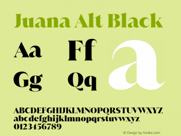 Juana Alt Black Version 1.001;hotconv 1.0.109;makeotfexe 2.5.65596图片样张