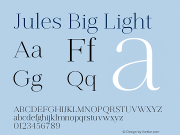 Jules Big Light Version 1.001;PS 001.001;hotconv 1.0.70;makeotf.lib2.5.58329图片样张