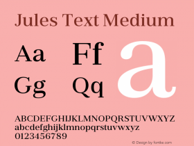 Jules Text Medium Version 1.001;PS 001.001;hotconv 1.0.70;makeotf.lib2.5.58329图片样张
