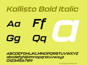 Kallisto Bold Italic Version 1.000;PS 001.000;hotconv 1.0.88;makeotf.lib2.5.64775图片样张