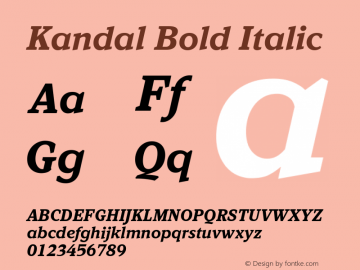 Kandal Book Bold It Version 1.004; Kandal Book Bold Italic图片样张