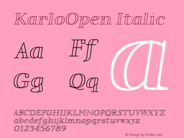 KarloOpen Italic Version 001.000 Dec 2017图片样张