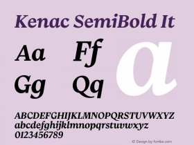 Kenac SemiBold It Version 1.000;hotconv 1.0.109;makeotfexe 2.5.65596图片样张