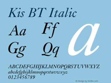 Kis BT Italic Version 1.01 emb4-OT图片样张