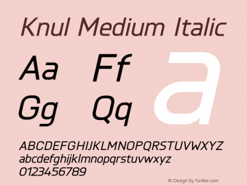 Knul-MediumItalic Version 1.001;PS 001.001;hotconv 1.0.56;makeotf.lib2.0.21325图片样张