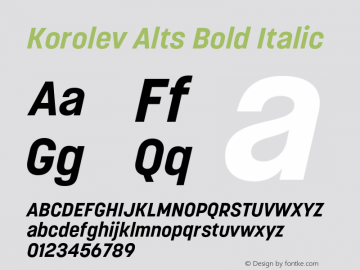 Korolev Alternates Bold Italic Version 8.000;FEAKit 1.0图片样张