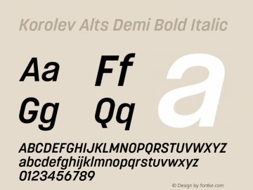 Korolev Alternates Demi Bold Italic Version 8.000;FEAKit 1.0图片样张