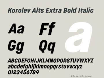 Korolev Alternates Extra Bold Italic Version 8.000;FEAKit 1.0图片样张