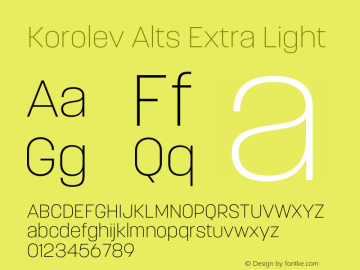 Korolev Alternates Extra Light Version 8.000;FEAKit 1.0图片样张