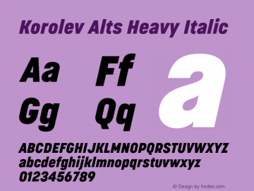 Korolev Alternates Heavy Italic Version 8.000;FEAKit 1.0图片样张