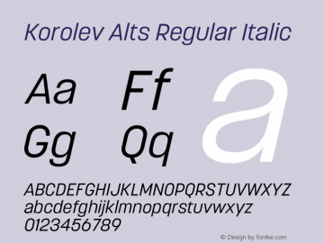 Korolev Alternates Regular Italic Version 8.000;FEAKit 1.0图片样张