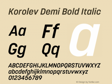 Korolev Demi Bold Italic Version 8.000;FEAKit 1.0图片样张