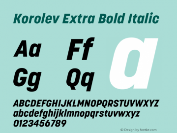 Korolev Extra Bold Italic Version 8.000;FEAKit 1.0图片样张