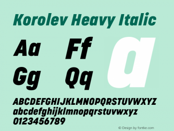 Korolev Heavy Italic Version 5.000;hotconv 1.0.109;makeotfexe 2.5.65596图片样张