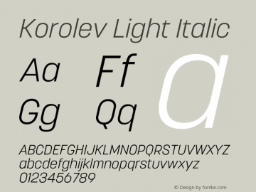 Korolev Light Italic Version 8.000;FEAKit 1.0图片样张