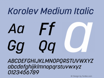 Korolev Medium Italic Version 5.000;hotconv 1.0.109;makeotfexe 2.5.65596图片样张