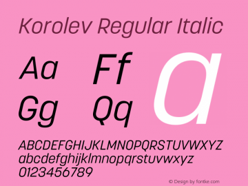 Korolev Regular Italic Version 8.000;FEAKit 1.0图片样张