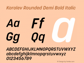 Korolev Rounded Demi Bold Italic Version 2.000;hotconv 1.0.109;makeotfexe 2.5.65596图片样张