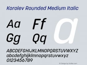 Korolev Rounded Medium Italic Version 2.000;hotconv 1.0.109;makeotfexe 2.5.65596图片样张