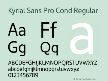 Kyrial Sans Pro Regular Cond Version 1.000图片样张