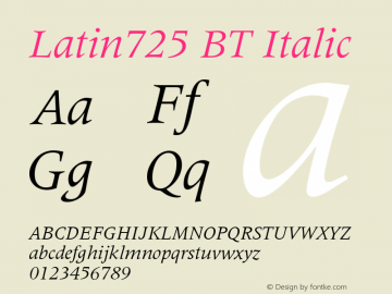 Latin725 BT Italic Version 1.01 emb4-OT图片样张