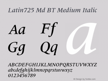 Latin725 Md BT Medium Italic Version 1.01 emb4-OT图片样张