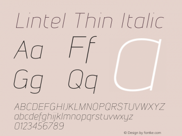 Lintel Thin Italic Version 1.001;PS 001.001;hotconv 1.0.70;makeotf.lib2.5.58329图片样张