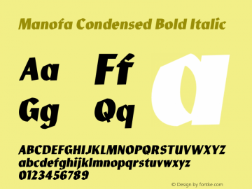 Manofa Condensed Bold Italic Version 1.000;PS 001.000;hotconv 1.0.88;makeotf.lib2.5.64775图片样张