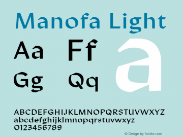 Manofa Light Version 1.000;PS 001.000;hotconv 1.0.88;makeotf.lib2.5.64775图片样张