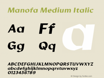 Manofa Medium Italic Version 1.000;PS 001.000;hotconv 1.0.88;makeotf.lib2.5.64775图片样张