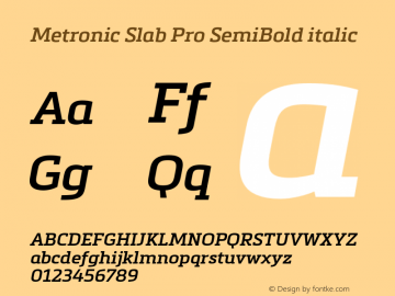 Metronic Slab Pro SemiBold Italic Version 1.000图片样张