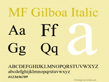 MFGilboa-Italic Version 2.000图片样张