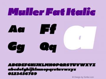 Muller-FatItalic Version 1.000;PS 001.000;hotconv 1.0.88;makeotf.lib2.5.64775图片样张