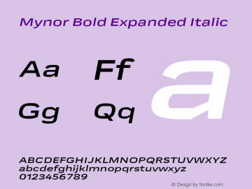 Mynor Bold Expanded Italic Version 001.000 January 2019图片样张