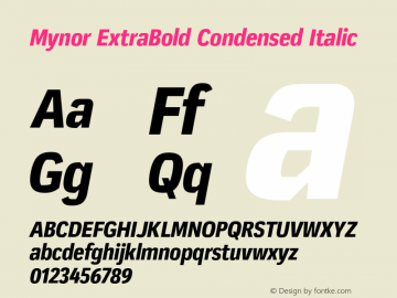 Mynor ExtraBold Condensed Italic Version 001.000 January 2019图片样张