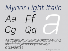 Mynor Light Italic Version 001.000 January 2019图片样张