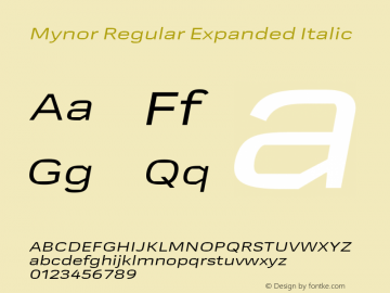 Mynor Regular Expanded Italic Version 001.000 January 2019图片样张