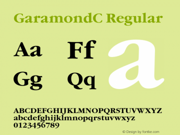 GaramondC Regular 001.000 Font Sample