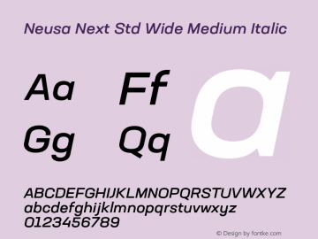 Neusa Next Std Wide Medium Italic Version 1.002;PS 001.002;hotconv 1.0.88;makeotf.lib2.5.64775图片样张