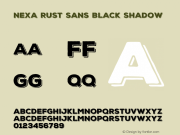 NexaRustSans-BlackShadow Version 1.000;PS 001.000;hotconv 1.0.88;makeotf.lib2.5.64775图片样张