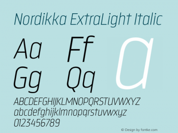 Nordikka-ExtraLightItalic Version 1.000图片样张