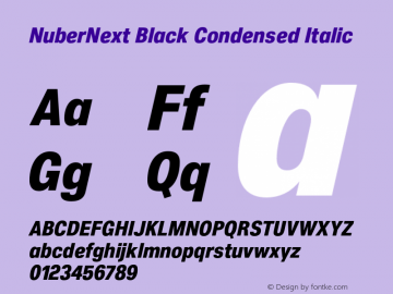 NuberNext Black Condensed Italic Version 001.002 February 2020图片样张