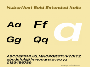 NuberNext Bold Extended Italic Version 001.002 February 2020图片样张