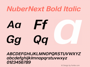 NuberNext Bold Italic Version 001.002 February 2020图片样张